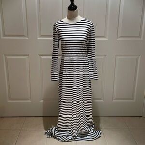 J. Crew navy and white striped long sleeve dress size 6 costal chic